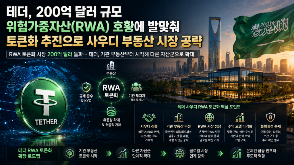 부동산 RWA 토큰화는 어떻게 작동할까? Tether Hadron과 사우디 사례로 보는 구조 1 테더 RWA 토큰화