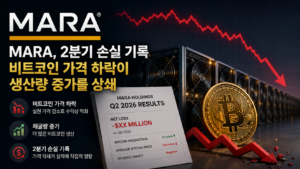 비트코인 채굴량이 늘어도 손실이 나는 이유: MARA로 보는 채굴기업 수익 구조 9 MARA 2분기 손실과 비트코인 가격 하락, 채굴량 증가를 나타낸 비트코인 채굴 이미지