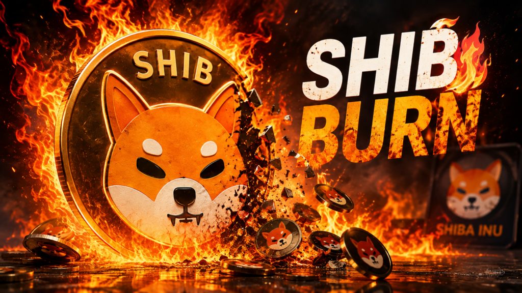 SHIB 소각률 급증이 가격 상승을 보장하지 않는 이유: 공급량과 소각 구조 분석 1 SHIB 토큰 소각률 급증을 상징하는 불타는 시바이누 코인 이미지