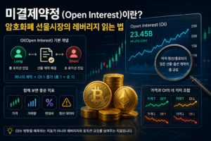 미결제약정(Open Interest)이란? 암호화폐 선물시장의 레버리지 읽는 법 6 미결제약정 OI와 롱·숏 포지션, 거래량·펀딩비·청산 데이터를 함께 보여주는 암호화폐 선물시장 이미지