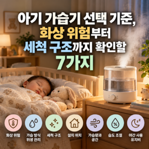 아기 가습기 선택 기준, 화상 위험부터 세척 구조까지 확인할 7가지 3 아기 가습기 선택 기준 7가지, 아기 침실에 설치된 가습기와 화상 위험·세척 구조·습도 조절 등 구매 전 확인 사항